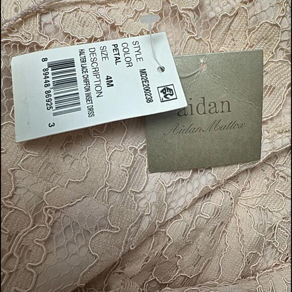 NWT AIDAN MATTOX ~ Pink Lace Illusion Bodice Keyhole Flare Party Dress Sz 4 - Picture 10 of 11